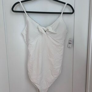 Express White One-Piece Swimsuit with Front Knot